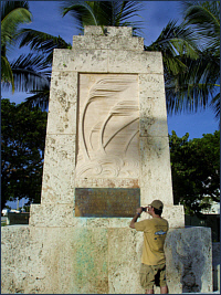 Michael Laca at the 1935 Hurricane Monument in the Florida Keys.
